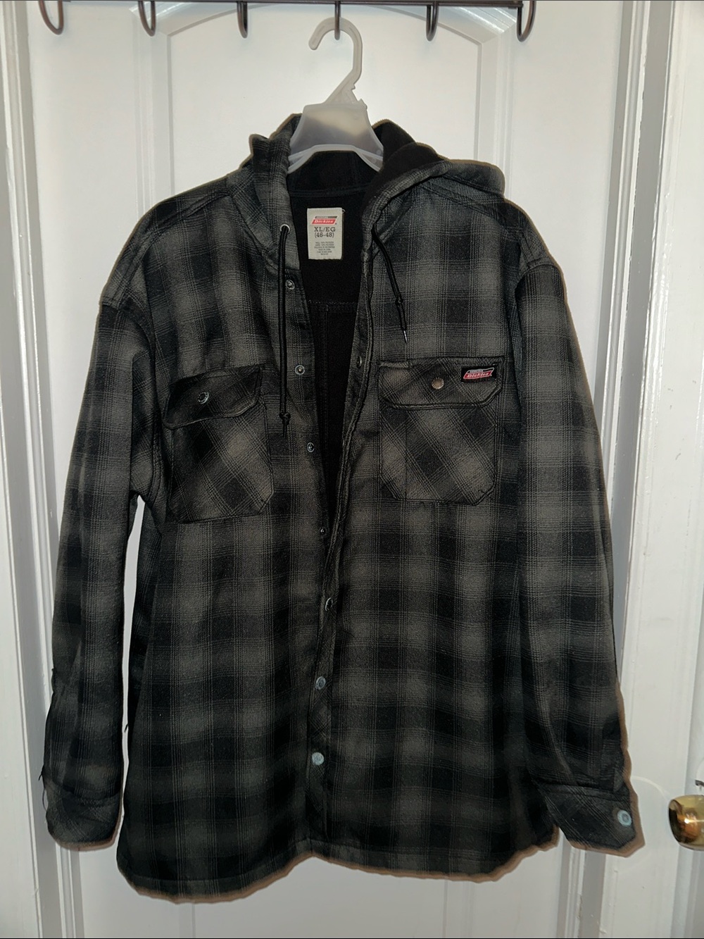 Dickies Black and Gray Plaid Hooded Shirt Jacket